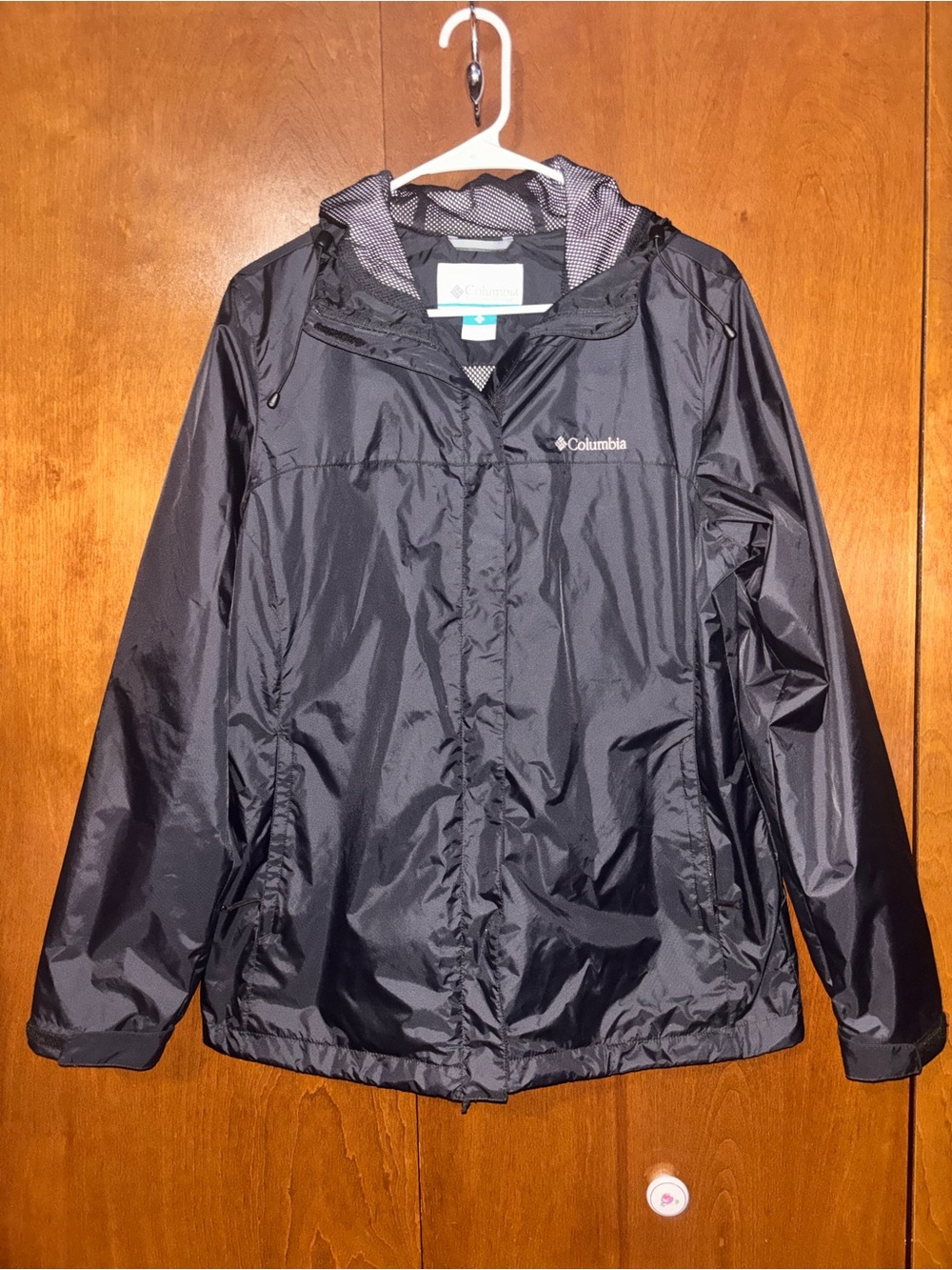 Columbia Black Hooded Raincoat